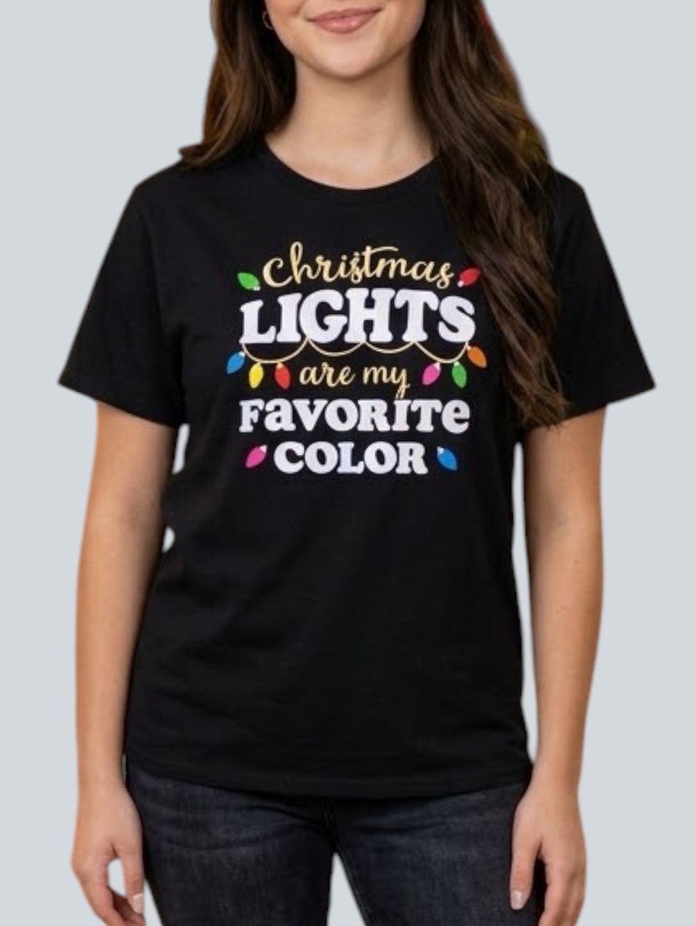 Holiday Time ChristmasT Shirt Short Sleeve Black Multi Color Girls XL 16-18